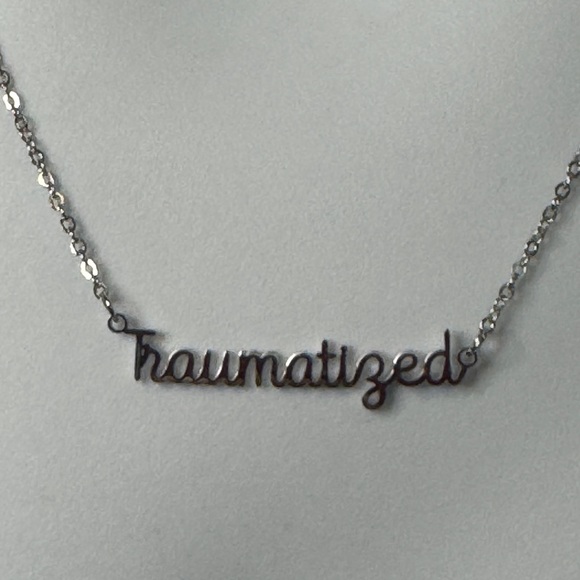 Snarky “Traumatized” Stainless Steel Necklace – Adjustable 18” Chain - Picture 3 of 3
